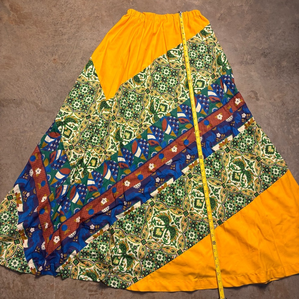 Vintage 70s Rinky Dink California Boho Maxi Skirt Patchwork Floral Print Medium - Picture 4 of 8